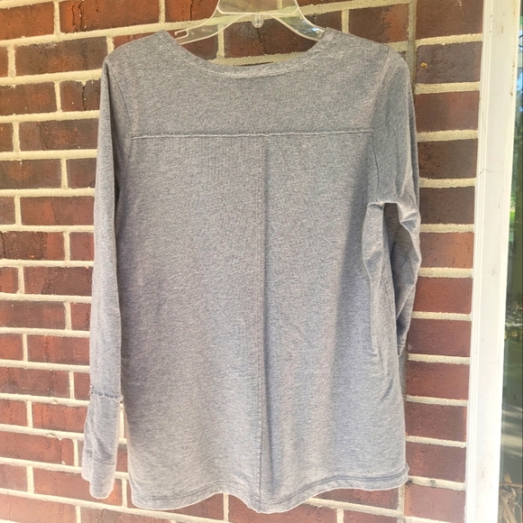 Wild Palms Sweatshirt Gray Seamed Detail Button Hem Weekend Gym Wear S - Picture 7 of 9